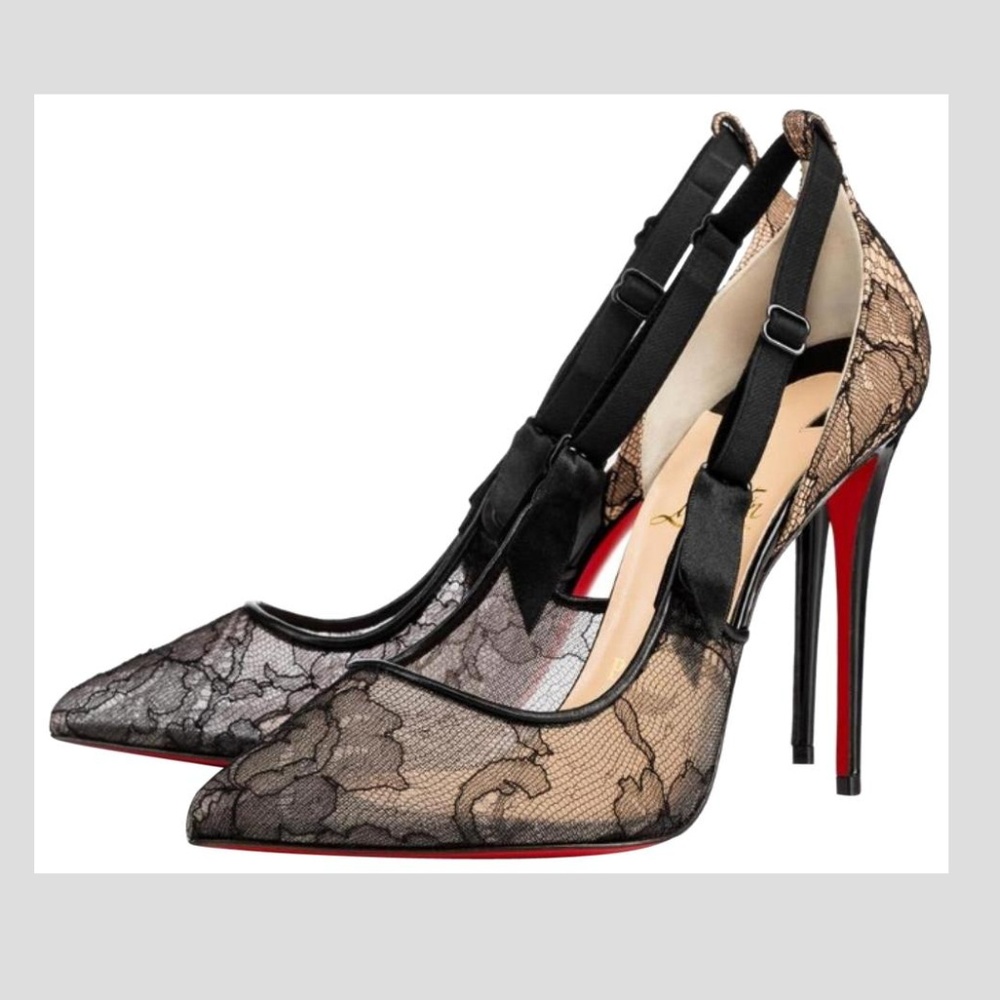Louboutin Nappa Chantilly Lace Heels Pumps 36